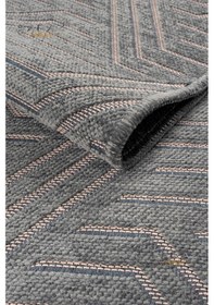 Resim Saraz Halı Ada Kilim Modern Salon Mutfak Koridor Kesme Yolluk Dokuma Makine Halısı Zigzag Antrasit Antrasit 