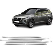 Resim Hyundaı Tucson 2022 Sonrası Cam Çıtası 6 Parça Paslanmaz Krom 