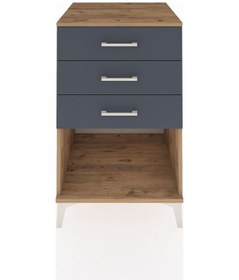 Resim Kronos Komodin 3 Çekmeceli 60x59x96 Çam-antrasit Atlas Çam 
