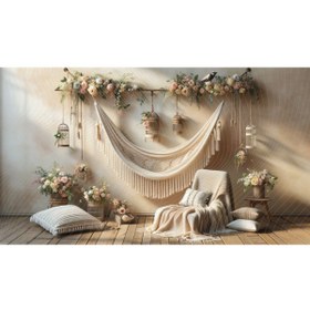 Resim Venspor Romantik Çiçekli Hamak Arkaplan, 200x150cm, Fon, Duvar Örtüsü 