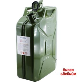 Resim Badem10 Metal Benzin Bidonu 20 Litre Akaryakıt Mazot Taşıma Doldurma Depolama Bidonu Aktarma Borusu 