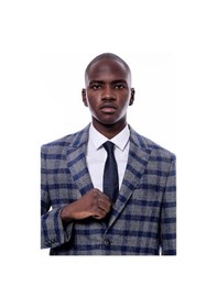 Resim Wessi Ekose Sivri Yaka Slim Fit Mavi Erkek Ceket - Wessi Mavi 