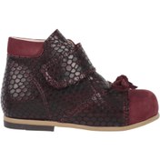 Resim Bebbini %100 El Yapımı - Bordo Deri Kız Çocuk Botu 