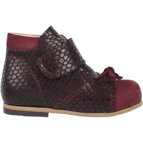 Resim Bebbini %100 El Yapımı - Bordo Deri Kız Çocuk Botu 