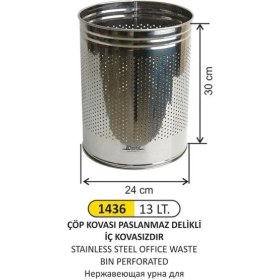 Resim Arı Metal Ofis Çöp Kovası Paslanmaz Delikli 