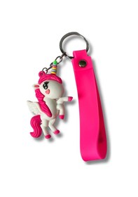 Resim Unicorn Pembe Renk Bilekli Silikon Anahtarlık&çanta Aksesuarı 