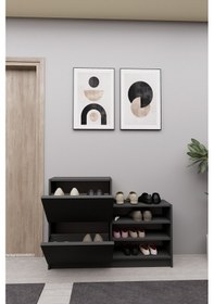 Resim Rukka Düşer Kapak Ayakkabı Dolabı Antrasit Antrasit 