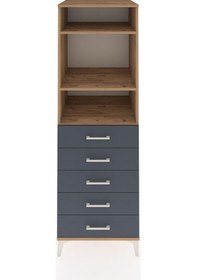 Resim Kronos Dolap 3 Raflı 5 Çekmeceli 60x59x182 Çam-antrasit Çam 