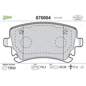 Resim Vw Caravelle T6 Arka Fren Balatasi 2016-2024 Valeo 670004 