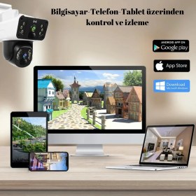 Resim Efotech 4g 12000 Mah Sim Kart Girişli Solar 6mp Güneş Enerjili Kablosuz Çift Kamera ET4G-001 