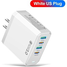 Resim Usb C Şarj Muti 4 Port Pd 25w Tip-c Qc3.0 Hızlı Hızlı Şarj Cep Telefonu Duvar White Us ' Beyaz 