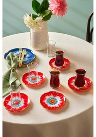 Resim Karaca Eloria 12 Parça 6 Kişilik Cam Çay Seti Şeffaf 