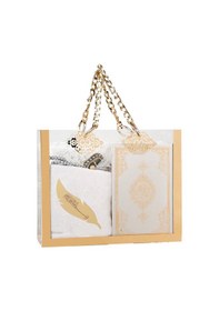 Resim Kuran + Seccade + Tesbih + Zikirmatik + Ayraç Hediye Seti Çanta Boy, Gri 