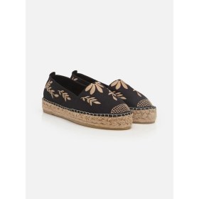 Resim Su Espadril Naima Siyah-Ekru Kadın Düz Espadril 