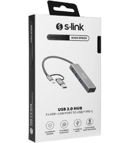 Resim S-link Sw-u332 Type-c - Usb3.0 1000mbps 3 Port Usb Gigabit Ethernet Adaptör 