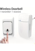 Resim Bej-1 Düğme+1 Ding Dong 1 Verici Ve 1 Alıcı, 1 Verici Ve 2 Alıcı, Kablosuz Ev Kapı Zili, Kablolu Bağlantı Gerektirmez. 
