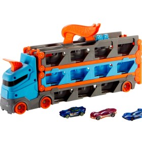 Resim Hot Wheels Sürat Pistli Tır, 3 Adet 1:64 Ölçekli Araba İçerir, 4-8 Yaş Arası Çocuklar İçin GVG37 