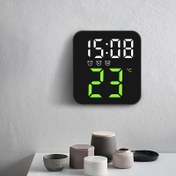 Resim Dijital Ekranlı Modern LED Duvar Saati - Sessiz Alarm, Çoklu Sahne, USB Güçlü, Plastik Çerçeve, Ev ve Yatak Odası Dekorasyonu İçin İdeal, Yatak Odası Duvar Saati | Minimalist Duvar Saati | Dayanıklı Plastik Saat 