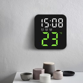 Resim Dijital Ekranlı Modern LED Duvar Saati - Sessiz Alarm, Çoklu Sahne, USB Güçlü, Plastik Çerçeve, Ev ve Yatak Odası Dekorasyonu İçin İdeal, Yatak Odası Duvar Saati | Minimalist Duvar Saati | Dayanıklı Plastik Saat 