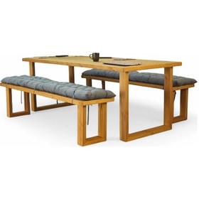 Resim Neiwel Diar Doğal Ahşap Banklı Toplantı Masasıı x 100 x 280 Açık Ceviz 