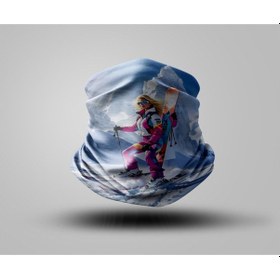 Resim Snowboard Tasarımlı Motorcu Buff Maske Outdoor Boyunluk Unisex Bandana Siyah 