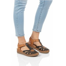 Resim Pierre Cardin Siyah Hakiki Deri Cırtlı Kadın Günlük Sandalet Pc-54517 Z Siyah 