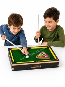 Resim Ahşap Masaüstü Bilardo Oyun Seti 
