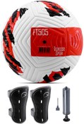 Resim Telvesse Futbol Topu 3'lü Set Pompa Ve Tekmelik Set Sert Zemin Halı Saha Futbol Topu Kırmızı Hibrit No:5 