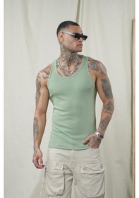 Resim Slim Fit Kaşkorseli Esnek Düz Erkek Sporcu Atlet Açık Haki 