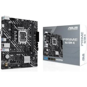 Resim Asus Prıme H610M-K Ddr5 5600MHZ 1xvga 1xhdmı 1xm.2 USB 3.2 Matx 1700P (12. / 13. ve 14. Nesil Işlemci Uyumlu) 