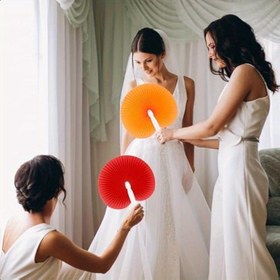Resim 12 Adet Renkli Yuvarlak Katlanabilir Yelpaze - Düğünler, Anneler Günü Hediyeleri için Katlanabilir Plastik Saplı Akordeon Yelpazeler, Desen/Metin ile Kişiselleştirilebilir DIY, Dekoratif Tören Aksesuarları (Pil Gerekmez), Akordeon Hediyeleri, Etkinlik Aksesuarları, Kolay Saklama, Taşınabilir Yelpaze 
