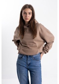 Resim Kahve Kapşonlu Sweatshirt Kahverengi 
