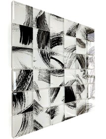 Resim MozaiKristaL Tüm yüzeyler için 48x48mm, Beyaz-Siyah desenli 30x30cm Fileli Kristal Mozaik. ( 1 m2 Fiyatıdır) 