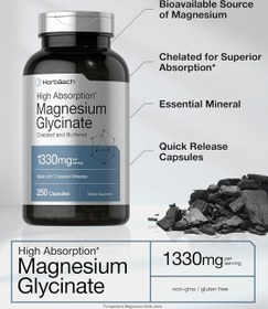Resim Horbaach High Magnesium Magnezyum Glycinate Glisinat with Chelated Minerals 1330mg 250 Caps 