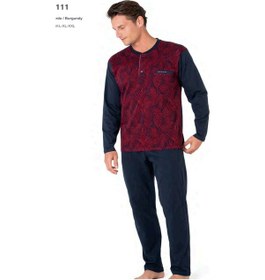 Resim Pierre Cardin 6111 Erkek Uzun Kollu Yakası Düğmeli Pijama Takım-bordo-bordo-s Çok Renkli 