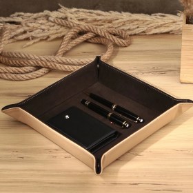 Resim Onywatch Gerçek Deri Vale Tepsi Set Valet Tray Saat Saklama Kutusu Çoklu Rolex Kutusu Ofis Düzenleyici Ofis Organizer Watch Box Yatakbaşı Tepsisi 