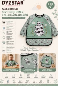 Resim DYZSTAR Panda Desenli Sıvı Geçirmez Uzun Kollu Bebek Mama Önlüğü 6-24 Ay - BLW Uyumlu, Leke Tutmaz ve Kırıntı Cepli Aktivite Önlüğü 