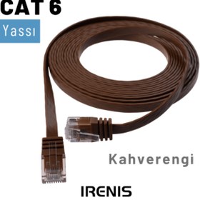 Resim Irenis CAT6 Kablo Yassı Ethernet Network Lan Ağ İnternet Kablosu 20 M Kahverengi 