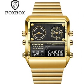 Resim Hanyang Altın Lıge Izle Erkekler Üst Marka Lüks Kare Dijital Saatler Moda Paslanmaz Çelik Su Geçirmez Kol Saati Analog Saat Arkadan Aydınlatmalı (Yurt Dışından) 