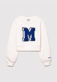Resim Mavi - M Logo Baskılı Beyaz Sweatshirt 7s10079-70057 Beyaz 