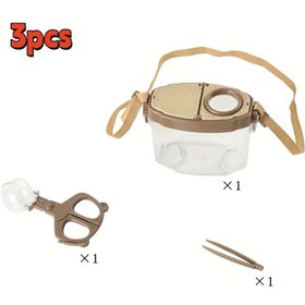 Resim 3 Adet Paket, Bir Pet Kutusu, Bir Böcek Tutucu ve Bir Çengel İçerir, Açık Hava Gezileri Böcek Toplayıcı, Öğrenci Böcek Tutma Oyuncakları, Gözlem Kutusu Bilim Deneyleri Keşif Araçları 