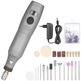 Resim Geeroyoo 12v Mini El Taşlama Seti, 24 Parça Aksesuarlı, 5000-15000 Rpm Hız Ayarı, Fişli, Gri, Dıy Projeleri İçin 
