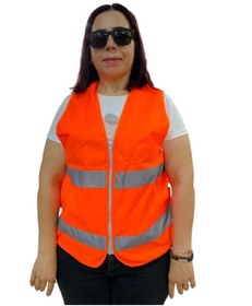Resim Nil AVM Fermuarlı Turuncu İkaz Yeleği XL Beden 59 cm 