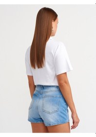 Resim Dilvin Klasik Denim Mom Şort 101a71507 Mavi 
