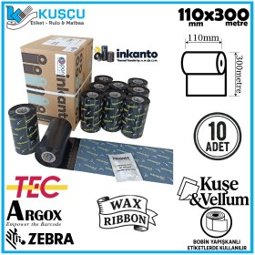 Resim Inkanto 10 ADET Armor 110mmx300mt Wax Ribon Kuşe&Vellum 