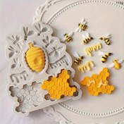 Resim 1 adet Arı & Petek Silikon Pişirme Kalıbı - Yaratıcı Pasta Süsleme için Detaylı Arı Tasarımlı DIY Çikolata, Fondan ve Şeker Yapımı Kiti 