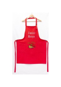 Resim Mutfak Önlüğü Kişiye Ve İsme Özel Nakışlı Mutfak Önlüğü Biber02 Farklı Renkler Kırmızı 