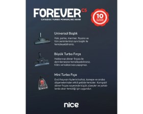 Resim Nice Forever Turbo Başlıklı C5 Cat&dog 900W Çift Turbo Fırçalı Toz Torbasız Elektrikli Süpürge 