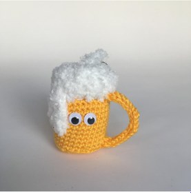 Resim Bira Şeklinde Örgü Amigurumi Anahtarlık / Çanta Süsü 
