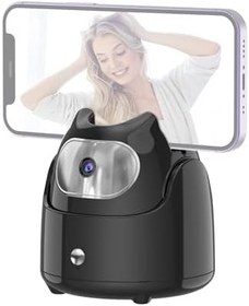 Resim Masaüstü Gimbal Selfie Sabitleyici, fon için 360° Dönüşlü Robot Kameraman için Yapay Zeka Otomatik Yüz Takibi, Siyah için Uygulamaya Gerek Yok 